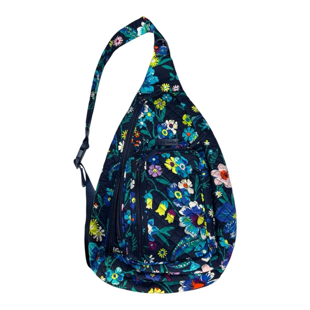 Vera Bradley Sling Backpack Moonlight Garden Blue Multi Floral Quilted Iconic